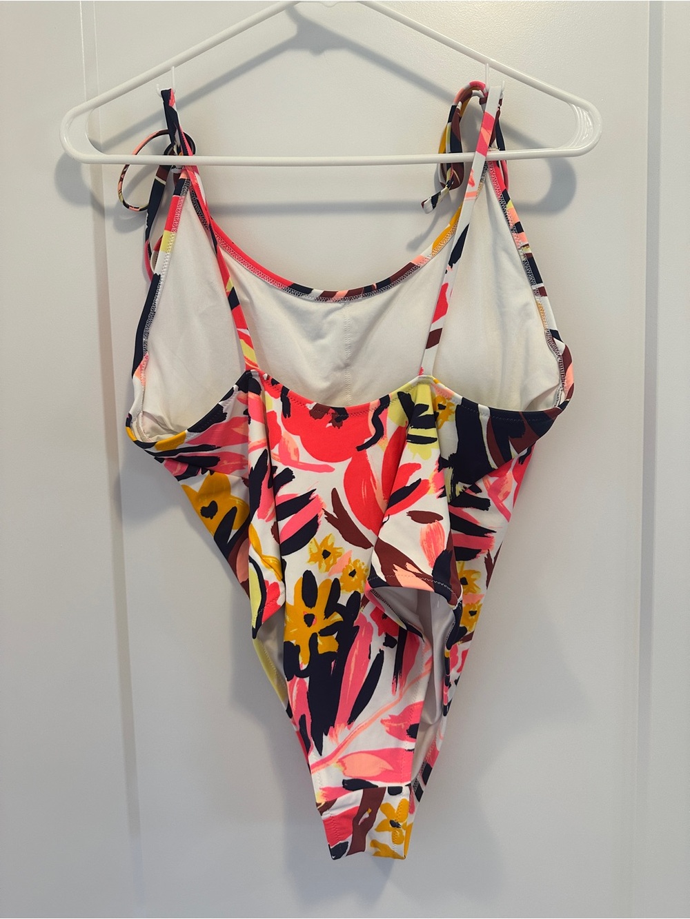 Aerie Tropical Print Scoop Neck Tie Straps One Piece Swimsuit Size Medium Womens - Picture 7 of 12